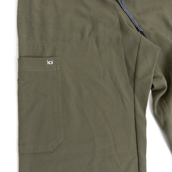 🚨 koi Next Gen Everyday Hero Cargo Scrub Pant 5-Pocket Stretch Drawstring Olive - Picture 10 of 14